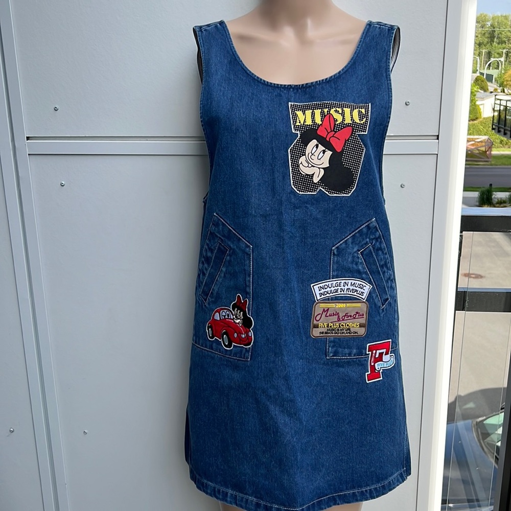Vintage Embroidered Denim Overall dress size XS